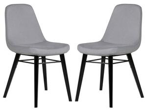 Jecca Grey Fabric Dining Chairs With Black Legs In Pair