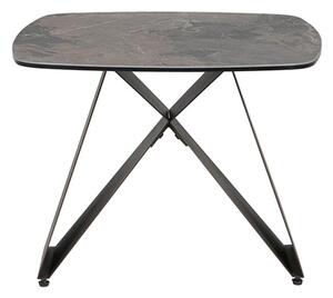 Seta Square Stone Lamp Table With Black Metal Base