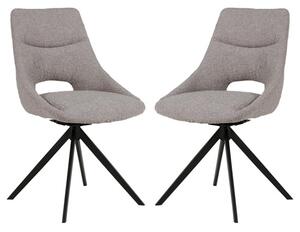 Balta Grey Fabric Dining Chairs With Black Metal Legs In Pair