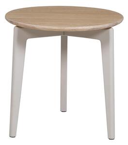 Marlon Round Wooden Lamp Table In Oak And Taupe