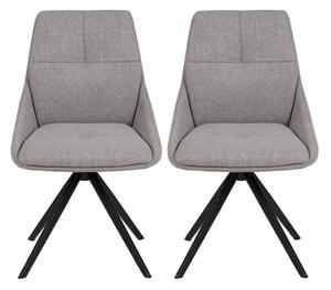 Jessa Light Grey Fabric Dining Chairs With Black Legs In Pair