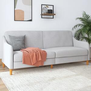 Jamaica Linen Fabric Sofa Bed With Wooden Legs In Light Grey