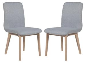 Marlon Light Grey Fabric Dining Chairs With Oak Legs In Pair