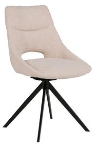 Balta Fabric Dining Chair With Black Metal Legs In Cream