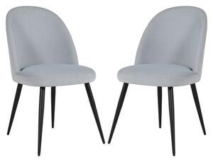 Gabbier Silver Velvet Dining Chairs With Black Legs In Pair