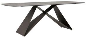 Seta Large Rectangular Stone Dining Table With Black Metal Base