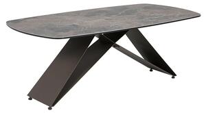 Seta Rectangular Stone Coffee Table With Black Metal Base