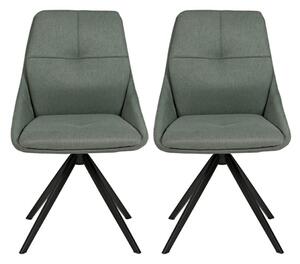 Jessa Green Fabric Dining Chairs With Black Legs In Pair