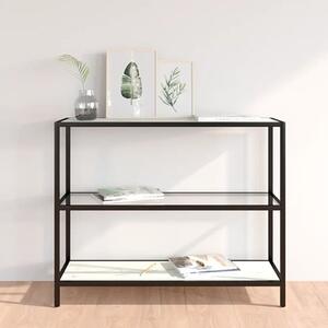 Marrim White Marble Effect Glass Console Table With Black Frame