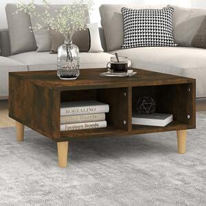 Riye Wooden Coffee Table With 2 Shelves In Smoked Oak