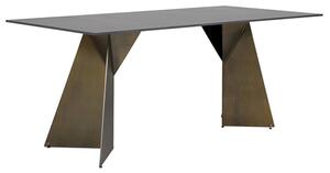 Orth Rectangular Stone Dining Table With Gold Metal Base