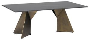 Orth Rectangular Stone Coffee Table With Gold Metal Base