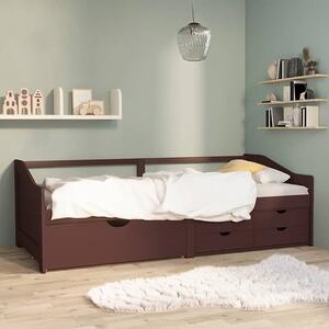 Evania Pine Wood Single Day Bed With Drawers In Dark Brown