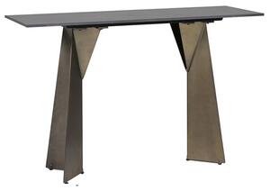 Orth Rectangular Stone Console Table With Gold Metal Base