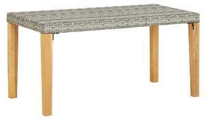 Naomi 120cm Grey Poly Rattan Garden Bench With Wooden Legs