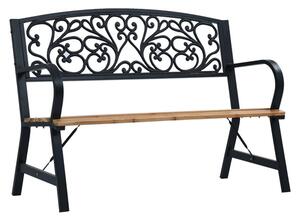 Amyra Wooden Garden Seating Bench With Steel Frame In Black