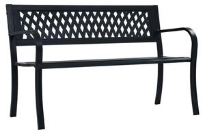 Inaya 125cm Diamond Design Steel Garden Seating Bench In Black