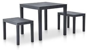 Aliza Plastic Garden Dining Table With 2 Benches In Anthracite