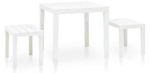 Aliza Plastic Garden Dining Table With 2 Benches In White