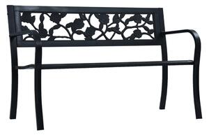 Inaya 125cm Rose Design Steel Garden Seating Bench In Black