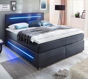 Lassie Faux Leather Double Bed In Black With LED