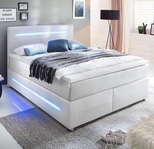 Lassie Faux Leather Double Bed In White With LED