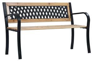 Siya 120cm Wooden Garden Bench With Steel Frame In Black