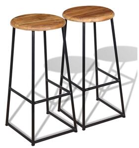 Anali Outdoor Natural Wooden Bar Stools In A Pair