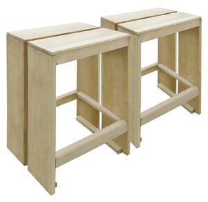 Allie Outdoor Green Impregnated Wooden Bar Stools In A Pair