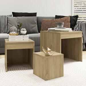 Darice Wooden Nest Of 3 Tables In Sonoma Oak