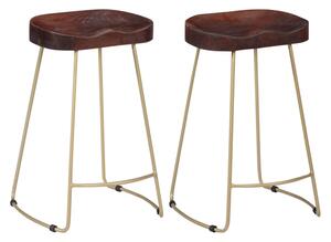 Henley 52cm Walnut Wooden Bar Stools With Brass Legs In A Pair