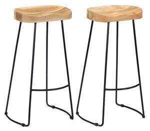 Henley 78cm Brown Wooden Bar Stools With Black Legs In A Pair