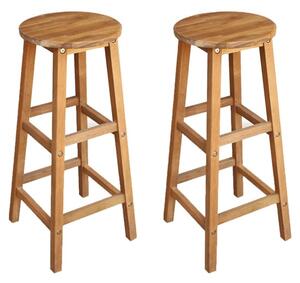 Annalee Brown Wooden Bar Stools In A Pair