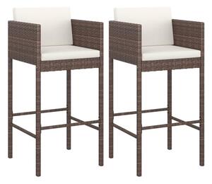 Avyanna Brown Poly Rattan Bar Chairs With Cushions In A Pair