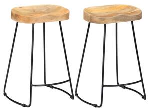 Henley 62cm Brown Wooden Bar Stools With Black Legs In A Pair