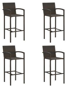 Arabella Set Of 4 Poly Rattan Bar Chairs In Brown