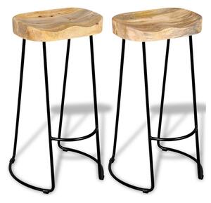 Analy Outdoor Natural Wooden Bar Stools In A Pair