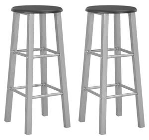 Adelia Black Wooden Bar Stools With Steel Frame In A Pair