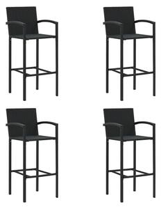 Arabella Set Of 4 Poly Rattan Bar Chairs In Black