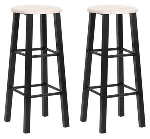 Adelia Natural Wooden Bar Stools With Steel Frame In A Pair