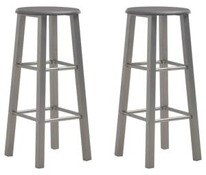 Adelia Anthracite Wooden Bar Stools With Steel Frame In A Pair