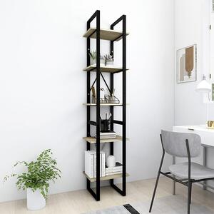 Emlen 40cm Wooden 5 Tier Bookcase In Sonoma Oak