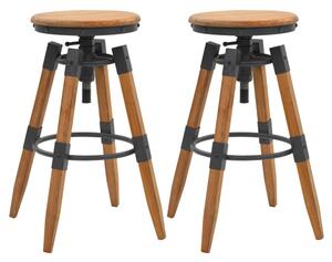 Dianna Outdoor Round Brown Wooden Bar Stools In A Pair