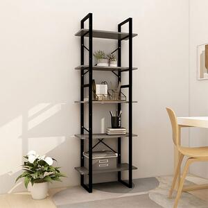 Emlen Medium Solid Pinewood 5 Tier Bookcase In Grey
