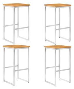 Connie Set Of 4 Wooden Bar Stools With Steel Frame In Natural