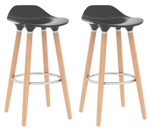 Swara Anthracite ABS Bar Chairs With Wooden Legs In A Pair