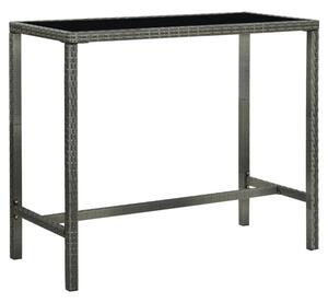 Selah 130cm Glass Top Bar Table With Poly Rattan Frame In Grey