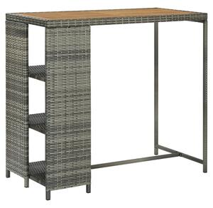 Selah Poly Rattan Bar Table With Storage Rack In Oak And Grey