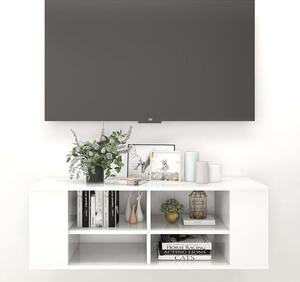 Taisa High Gloss Wall Hung TV Stand With Shelves In White