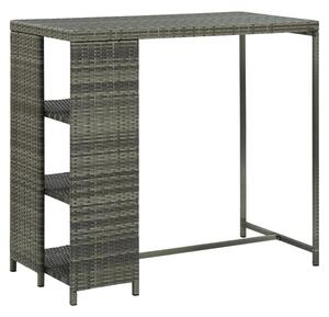Selah Poly Rattan Bar Table With Storage Rack In Grey